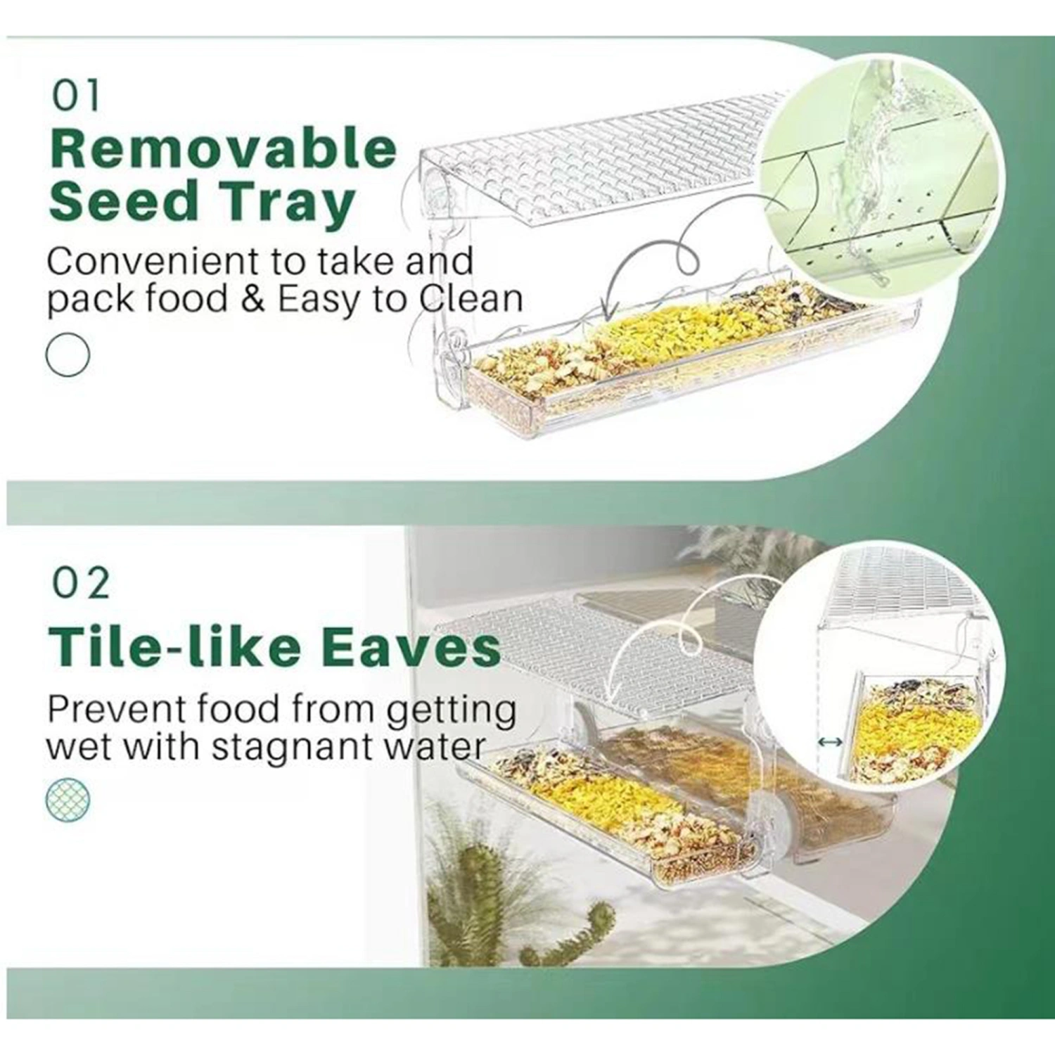 Window Bird Feeder with Suction Cups Clear Bird Feeders for Viewing 