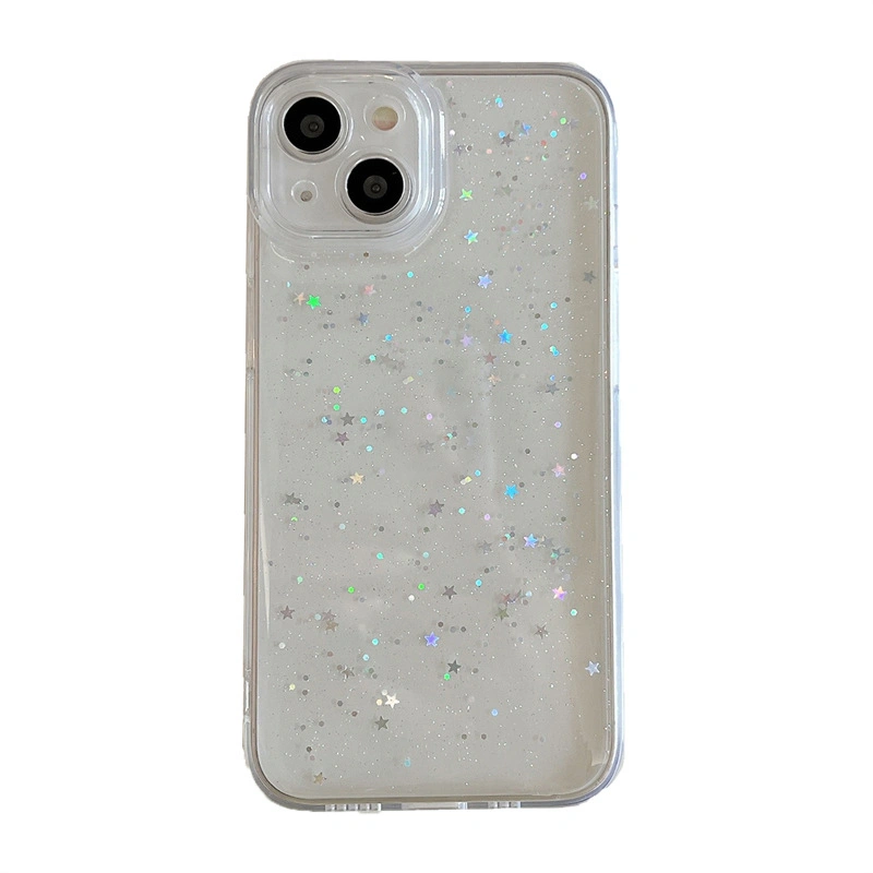 Clear Case for iPhone 11 12 13 14 Pro Sparkle Star Print Phone Cover