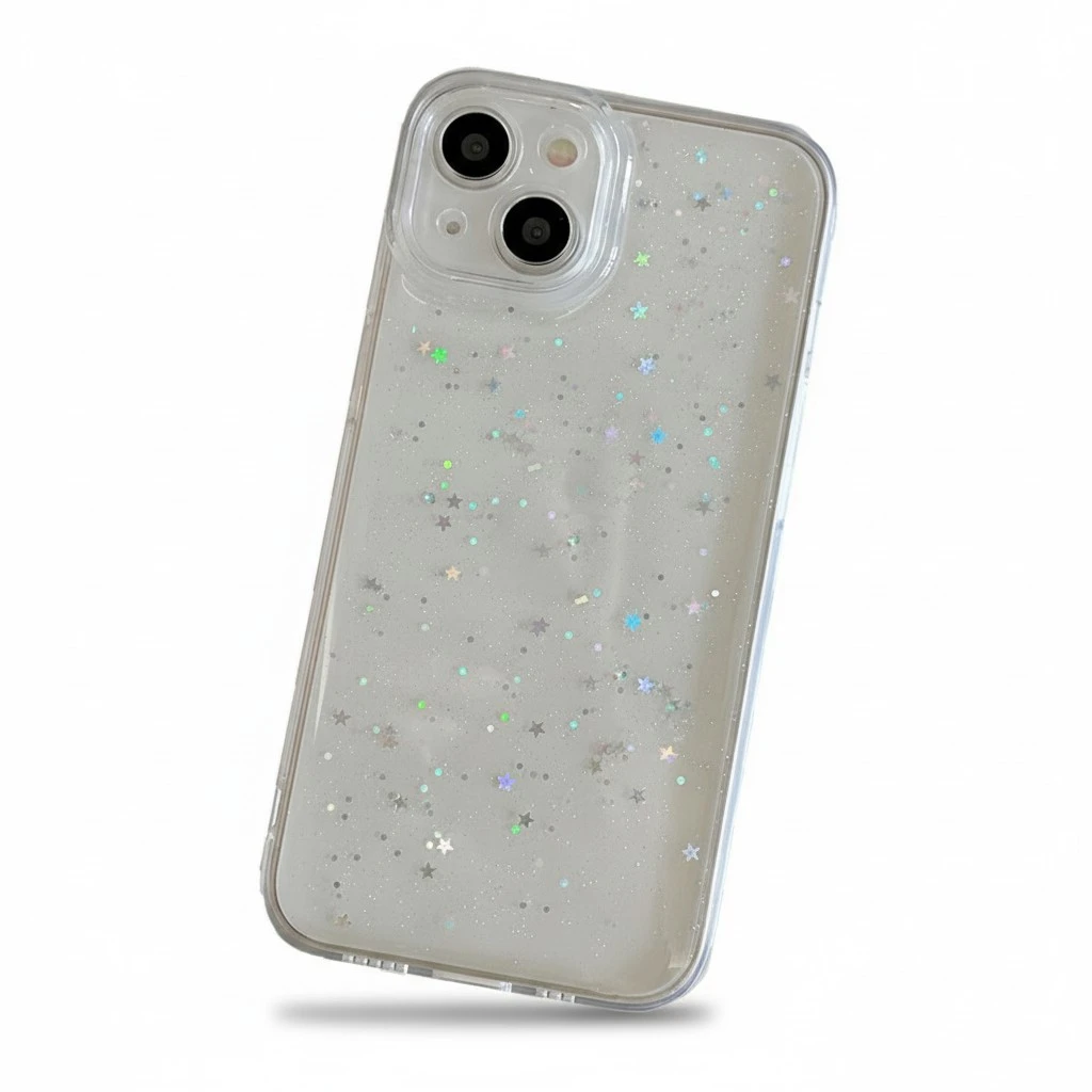 Clear Case for iPhone 11 12 13 14 Pro Sparkle Star Print Phone Cover