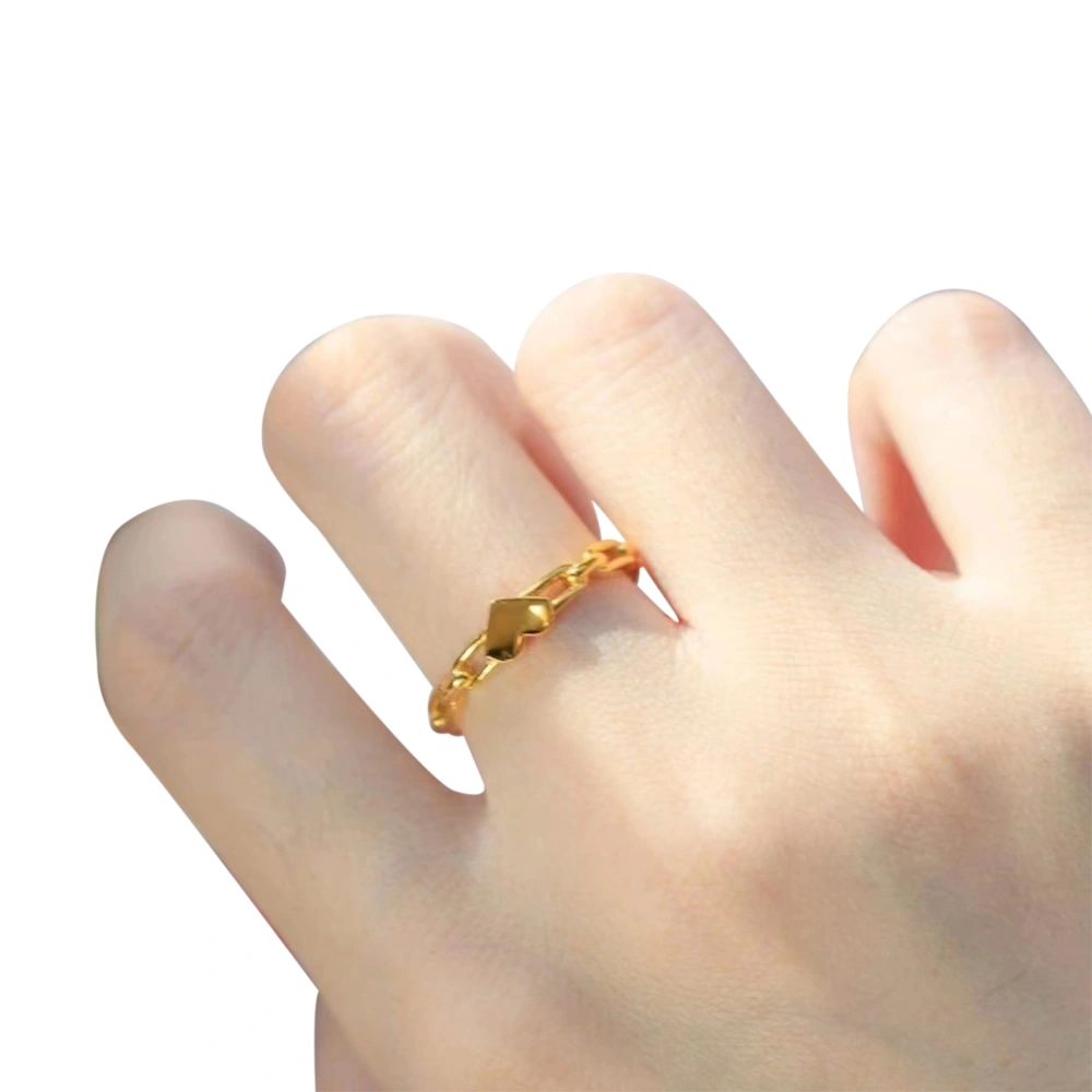 Women Heart Ring Gold Hollow Out Ring Adjustable Band Ring Jewelry 