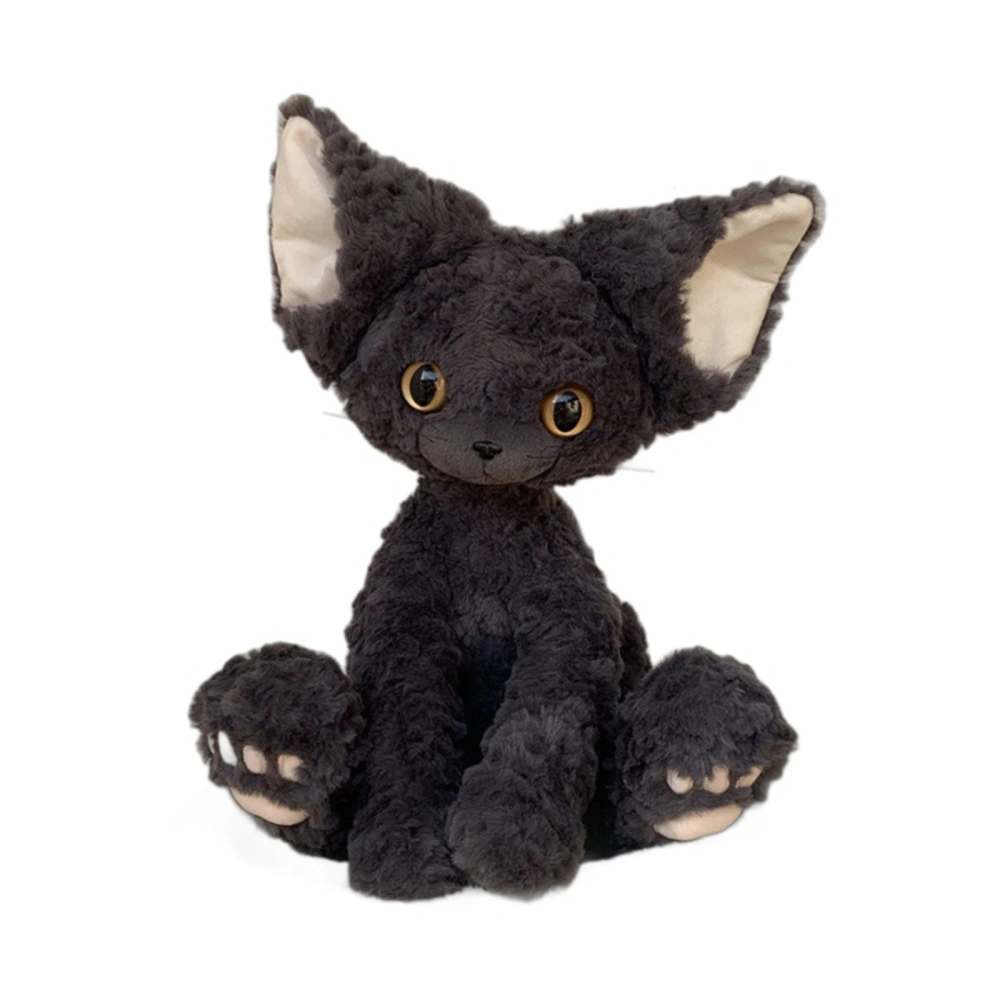 Black Cat Plush Toy Cute Devon Rex Stuffed Animal Doll Decoration