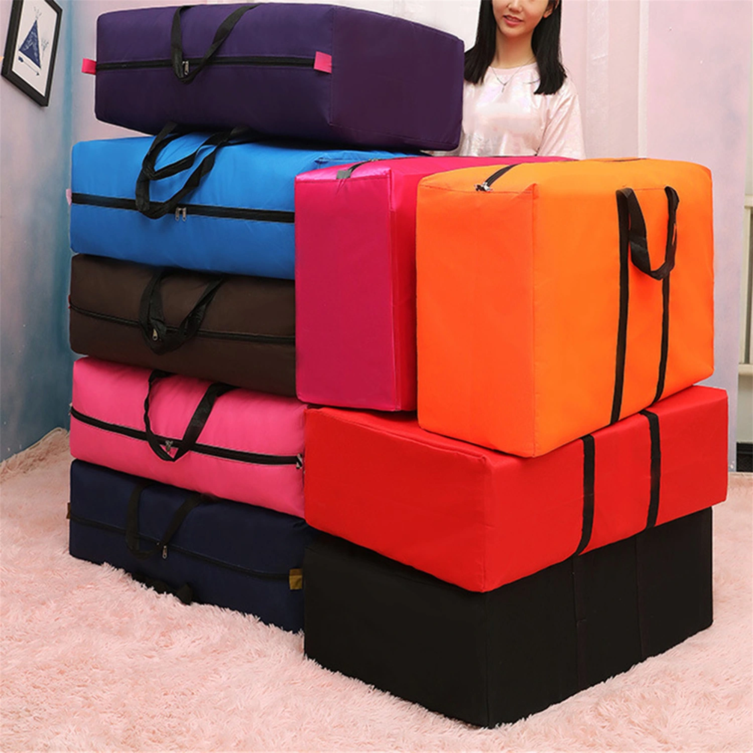 Oxford Luggage Bag Large Capacity Foldable zipper Organizers