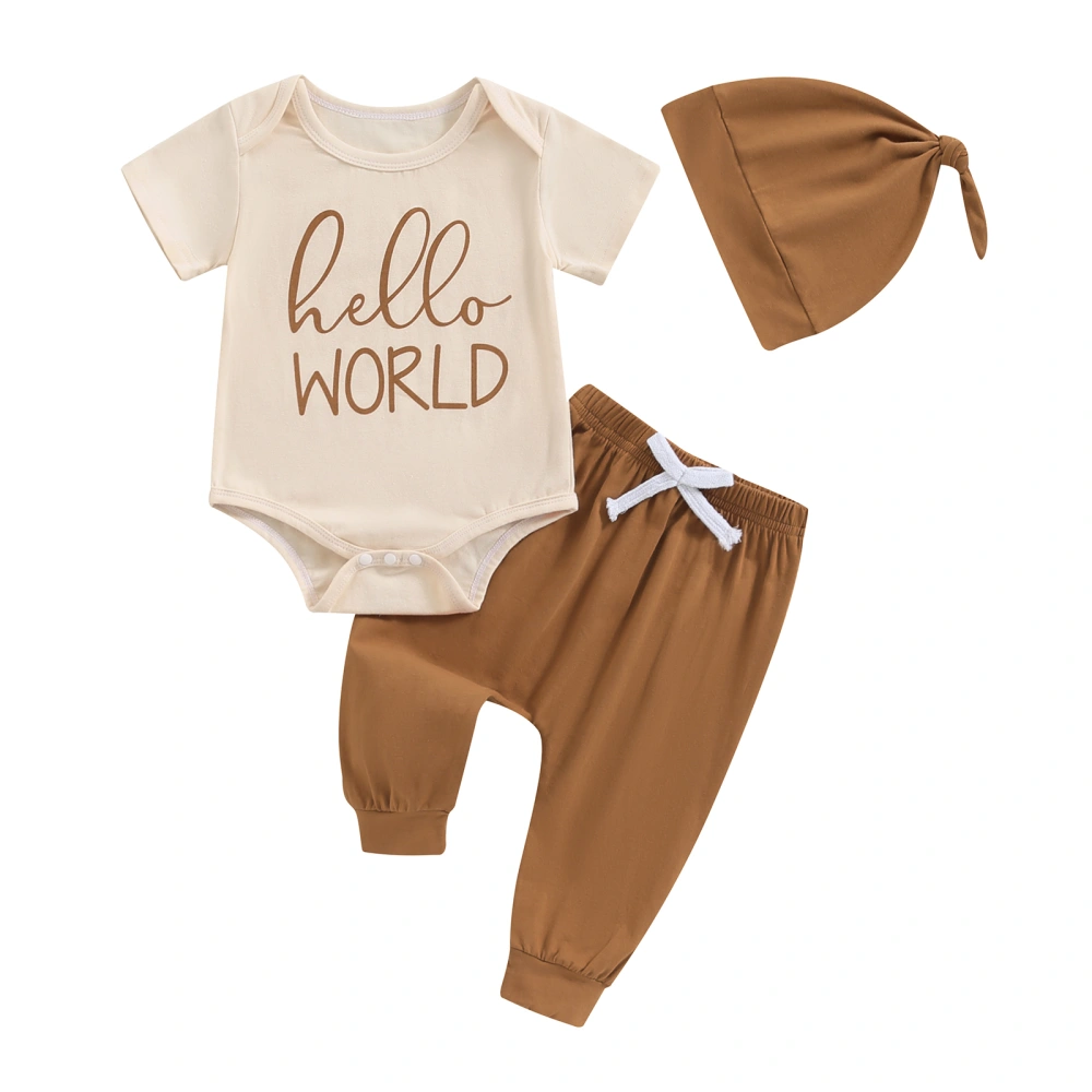 3-Piece Baby Set Letter Print Romper Long Trousers Headpiece Outfits