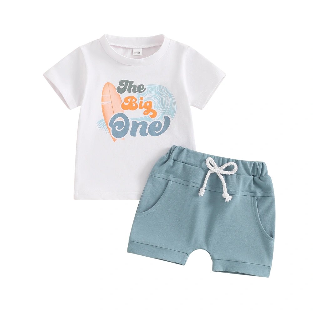 Toddler Boys Birthday Outfits Letter Print Tops and Shorts Set