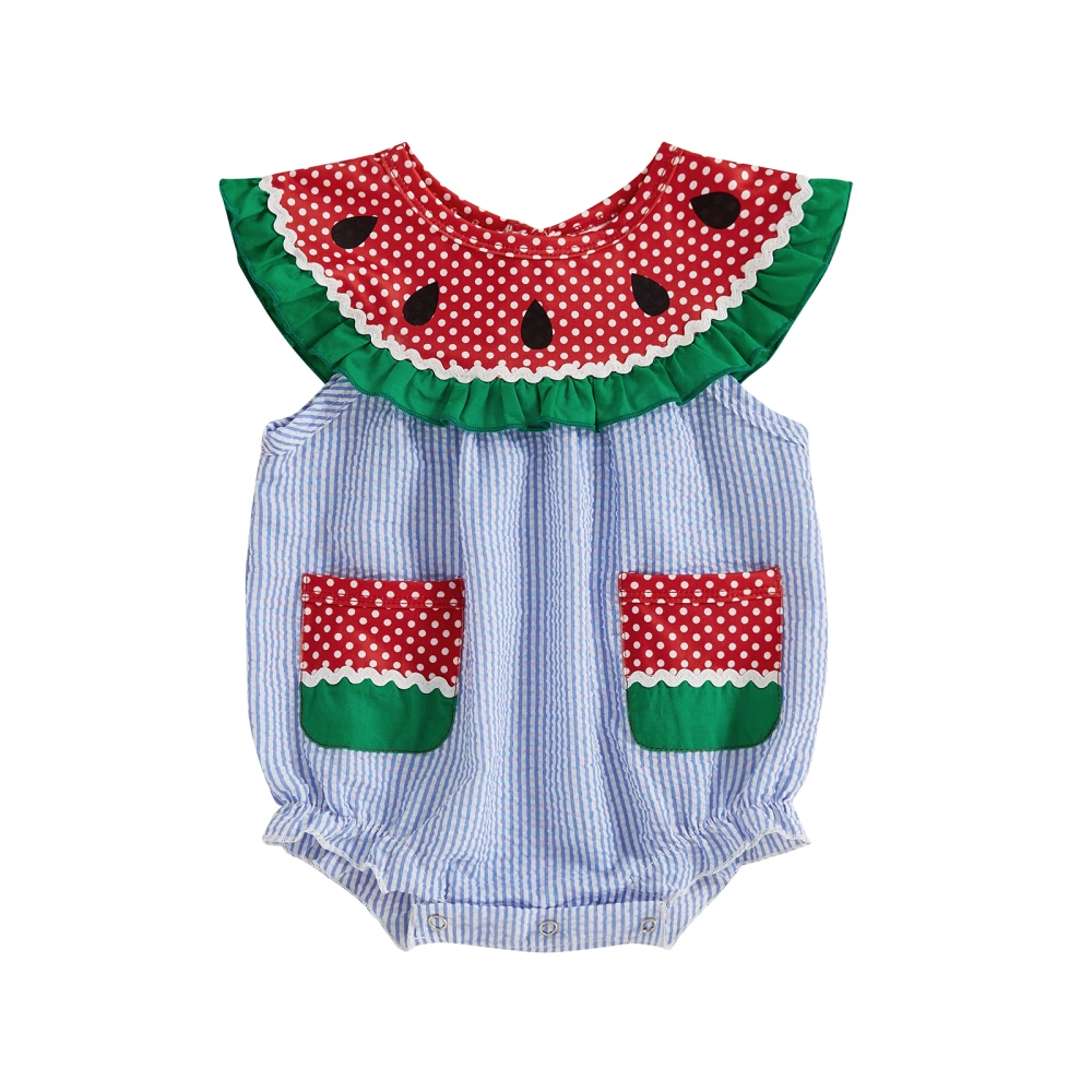 Baby Girl and Boy Overalls Watermelon Print Sleeveless Jumpsuit 