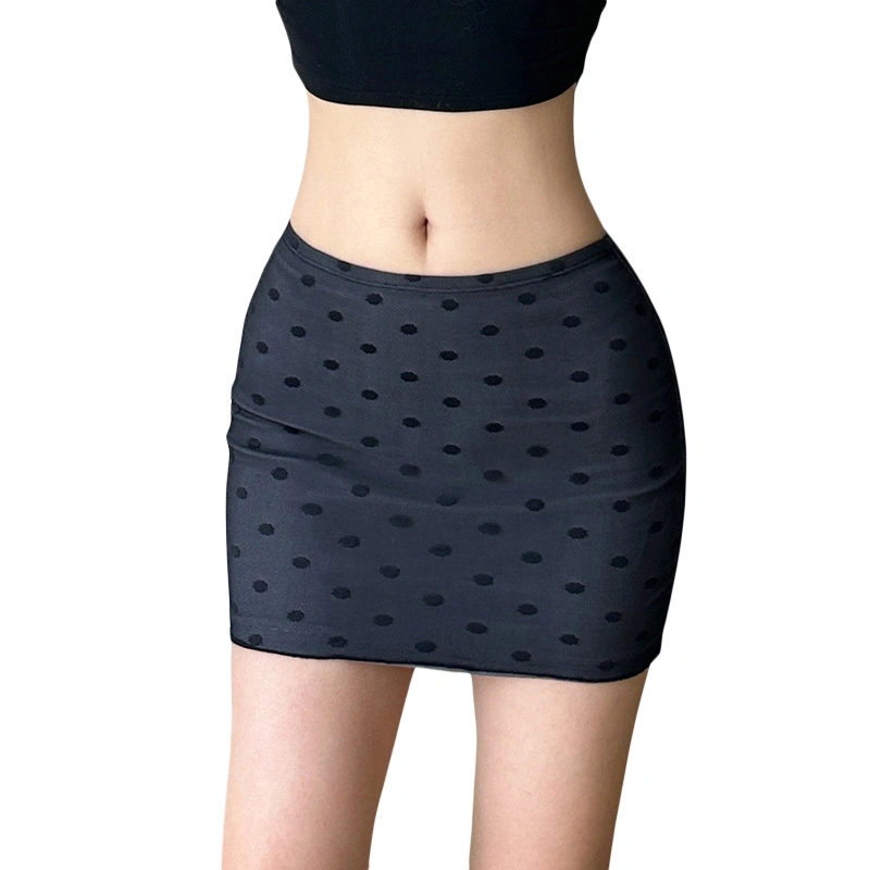 Women's Mini Mesh Skirt Dot Print Bodycon Skirt for Party Club