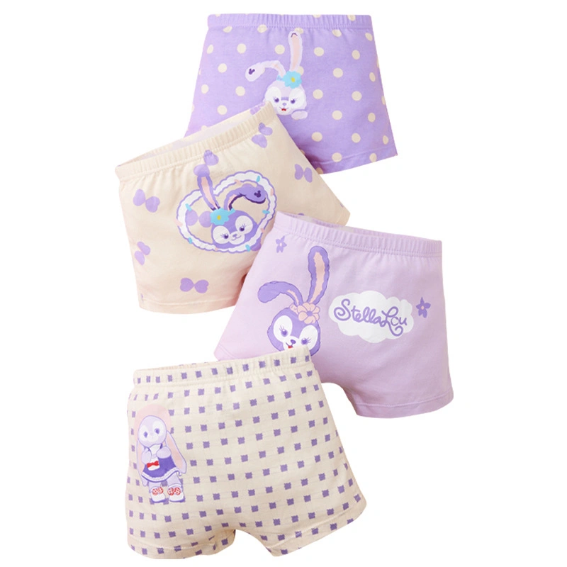 4 Pairs Girls Boxer Briefs, Cute Cartoon Soft Underwear Shorts