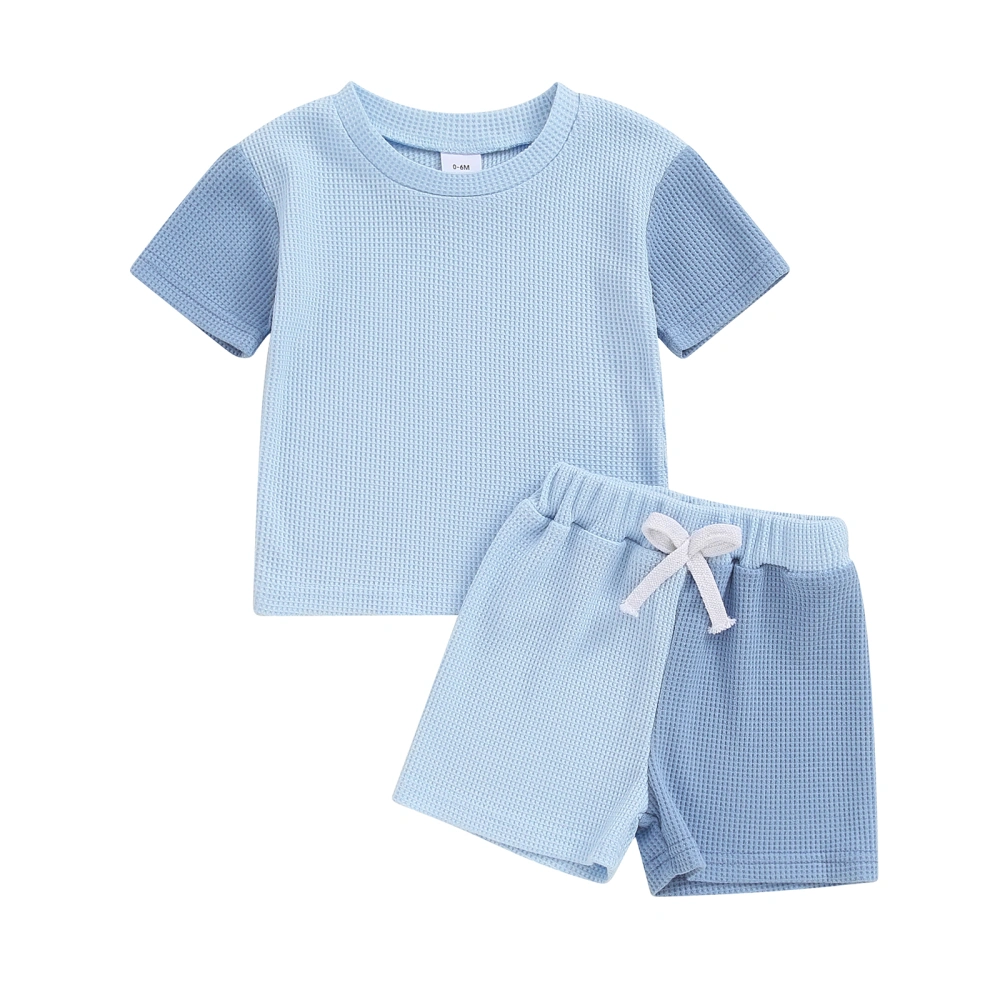 Baby Boys Summer Outfits Contrast Color T-Shirt and Elastic Shorts Set