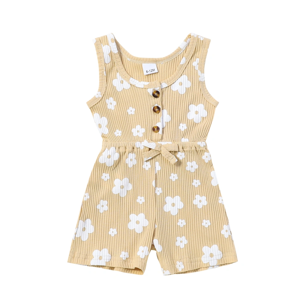 Baby Girl Summer Romper Overalls Floral Print Sleeveless Jumpsuit