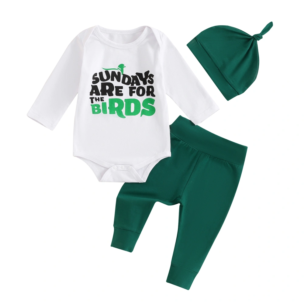 Baby Boys Pants Set, Long Sleeve Letters Romper with Sweatpants Hat