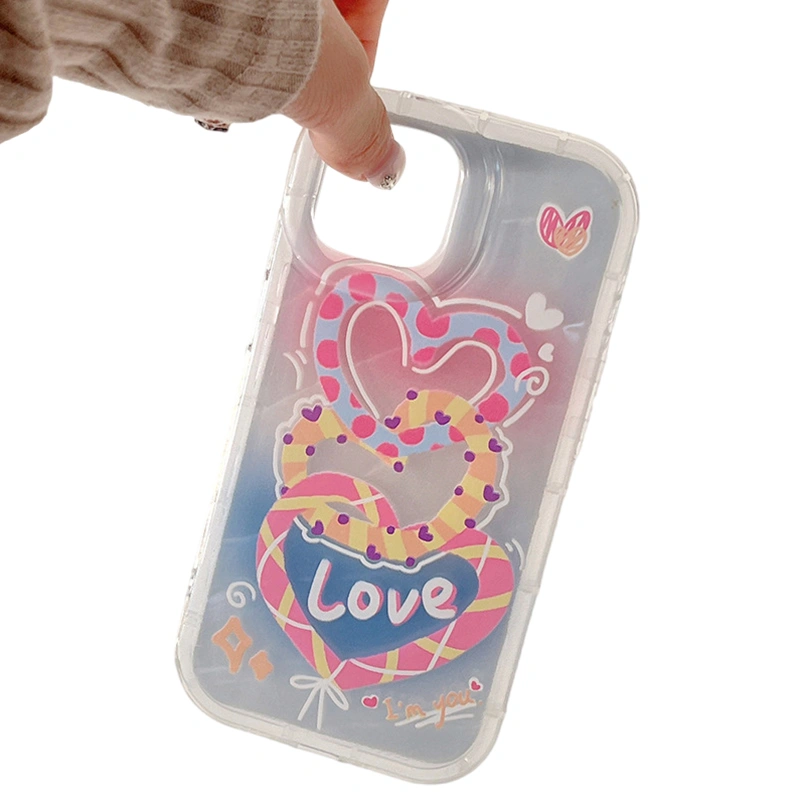 Mobile Phone Case Heart Print Phone Cover for iPhone 11/12/13/14/15