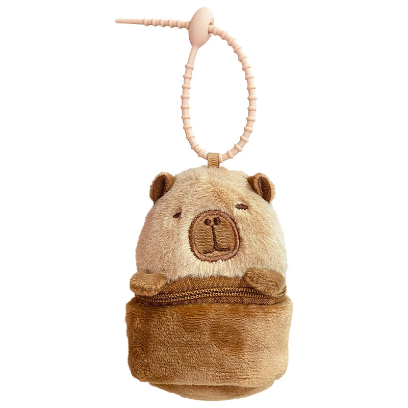 Capybara Plush Coin Purse,, Cute Portable Animal Keychain Toy