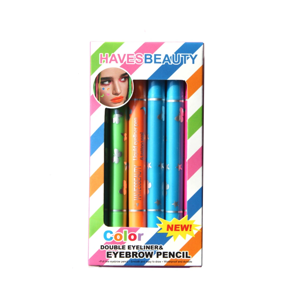 Double-Headed Liquid Eyeliner Stamp Pen Set, Colorful Eye Liners