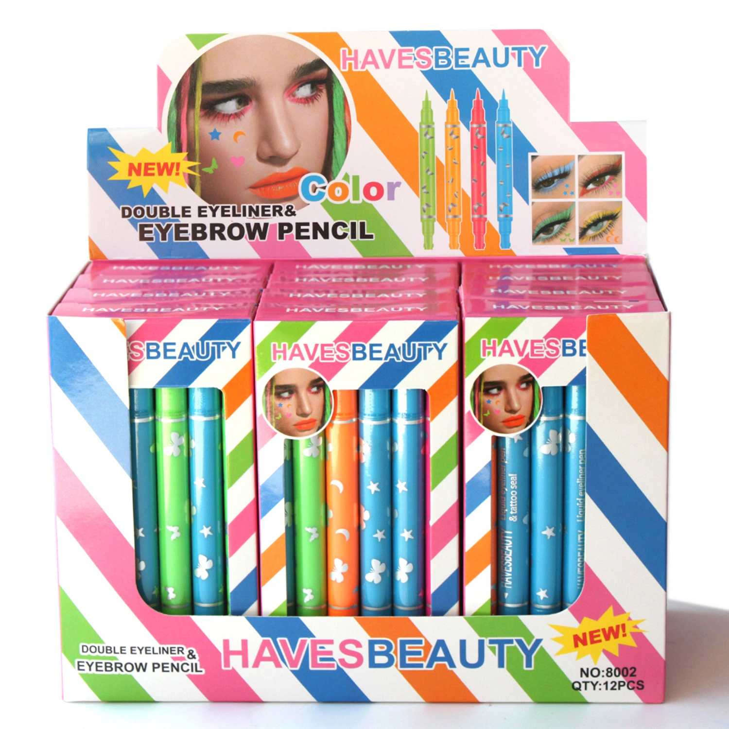 Double-Headed Liquid Eyeliner Stamp Pen Set, Colorful Eye Liners