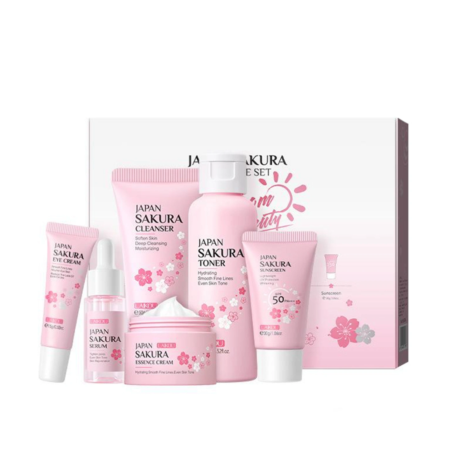Sakura Skin Care Set, Moisturizing Eye Cream Essential Oil Face Cream
