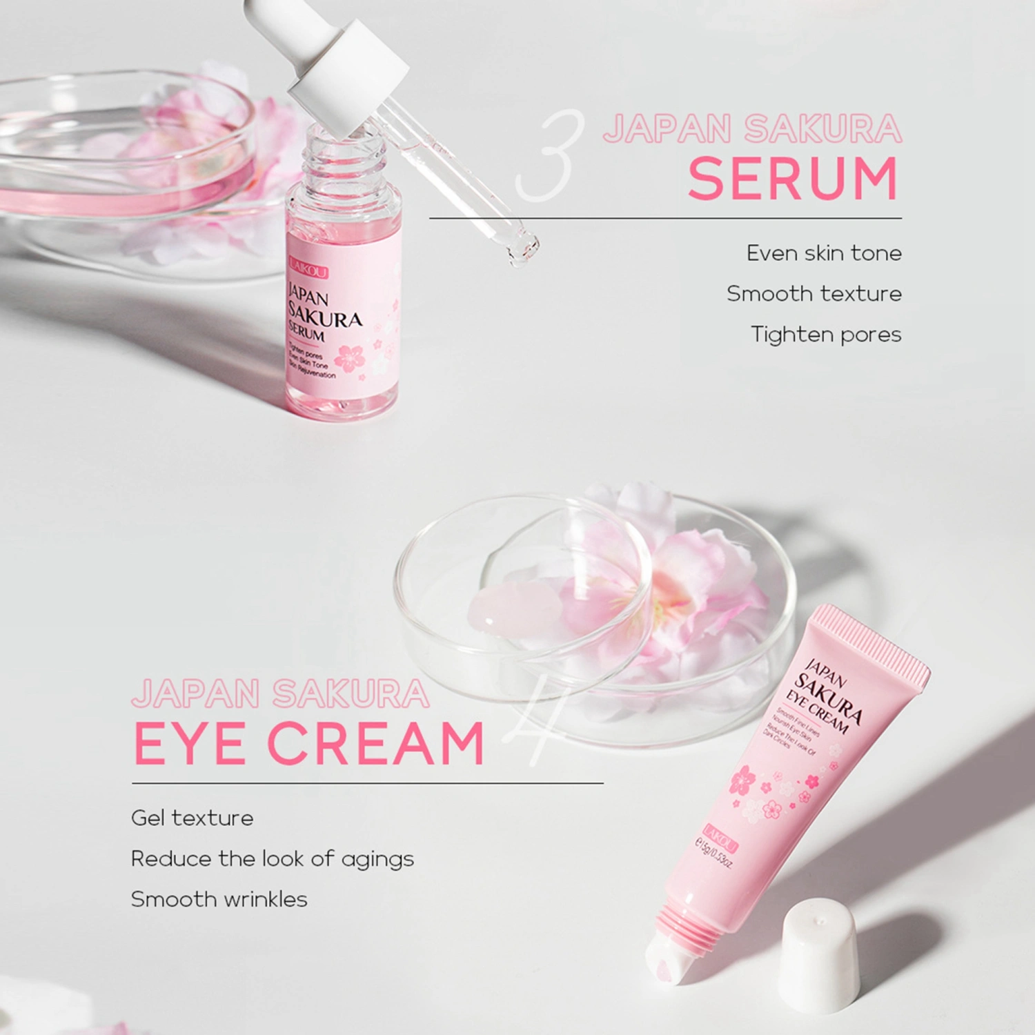 Sakura Skin Care Set, Moisturizing Eye Cream Essential Oil Face Cream