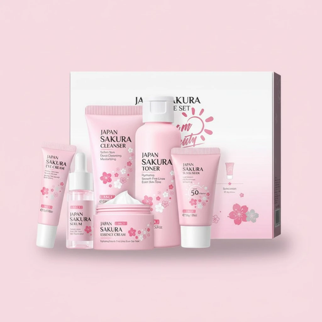 Sakura Skin Care Set, Moisturizing Eye Cream Essential Oil Face Cream