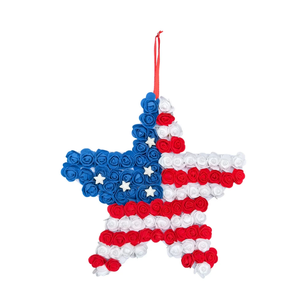 4th of July Wreath Star Shape Flower Wreath Independence Day Wreath