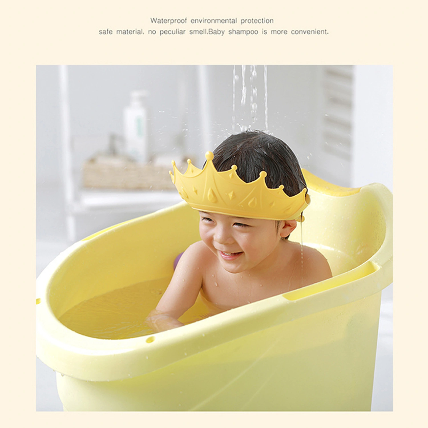 Baby Shower Cap Waterproof Shampoo Hat Adjustable Bathing Crown