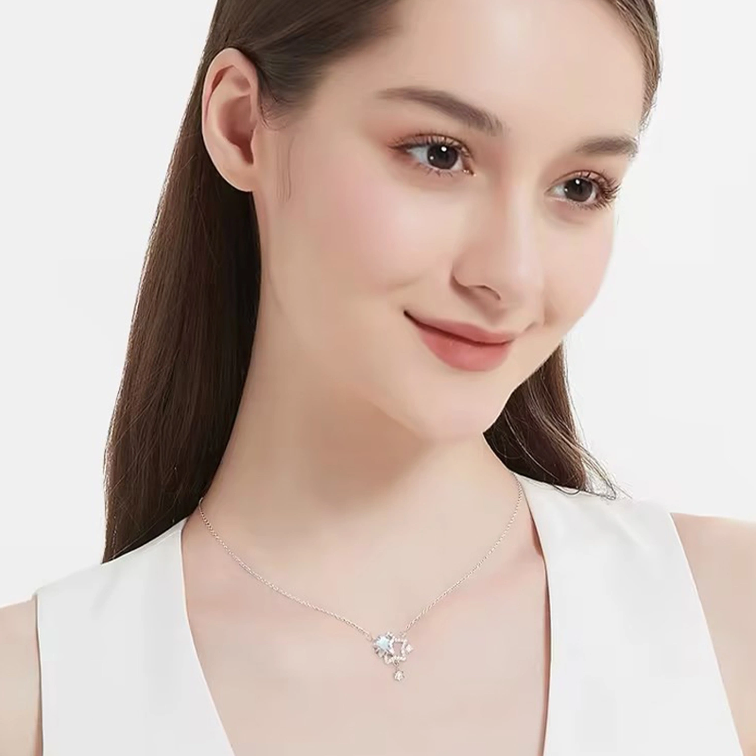 Sparkling Double Stars Pendant Necklaces Rhinestone Clavicle Chain