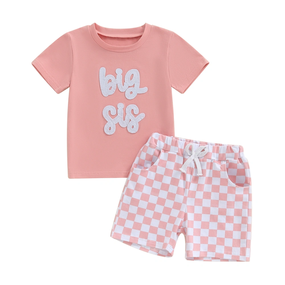 Toddler Girls Summer Outfits Letter Embroidered Tops Shorts Set