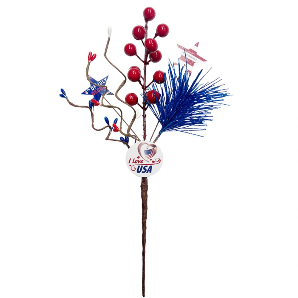 4th of July Berry Stems Wands Colorful Star Picks Pine Needle Branches