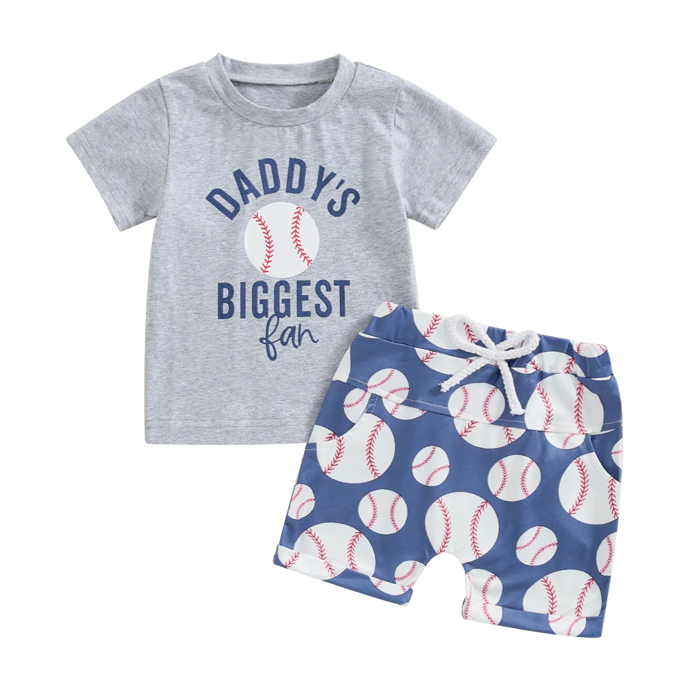 Boy Baseball Outfit Letter Short Sleeve T-Shirt Shorts 2Pcs Set