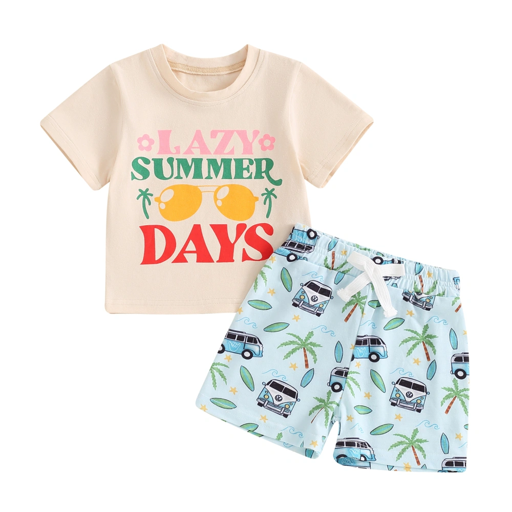 Baby 2 Piece Summer Outfits Beach Letter Print T-Shirt and Shorts