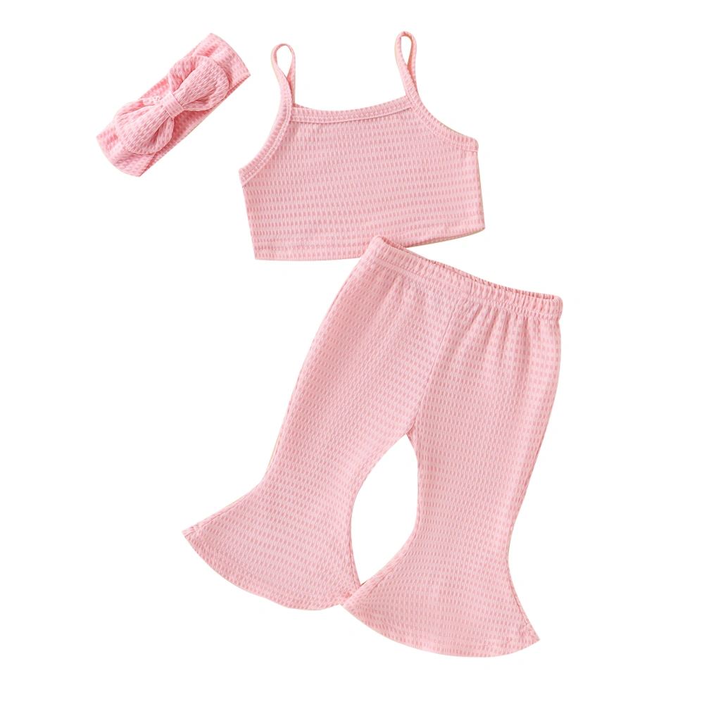 Baby Girl Summer Outfits Solid Color Tops Flare Pants Headband