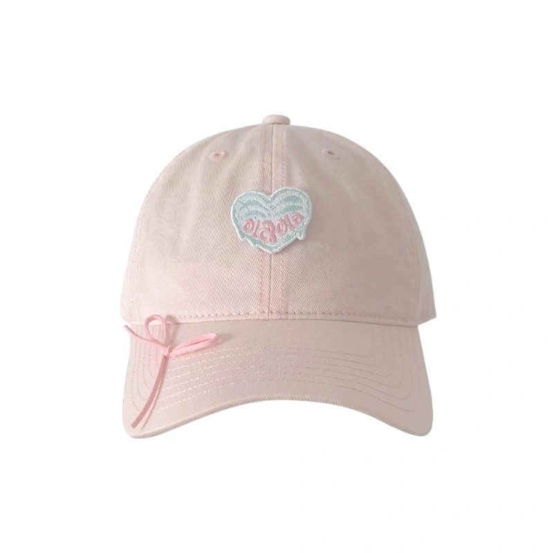 Women Summer Baseball Cap Heart Embroidery Cute Bow Trucker Hat