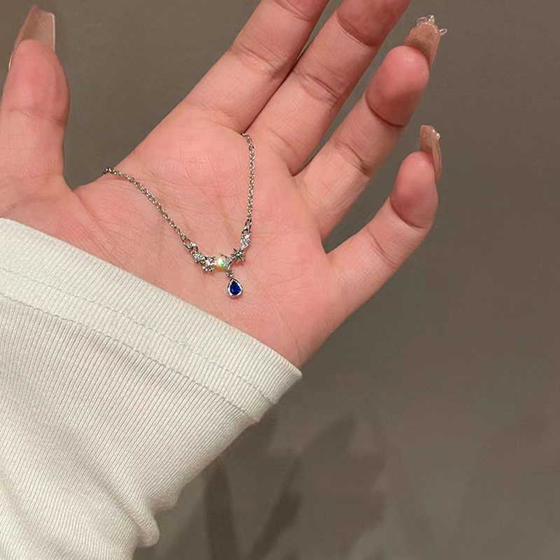 Women's Water Drop Necklace Adjustable Zircon Pendant Necklace