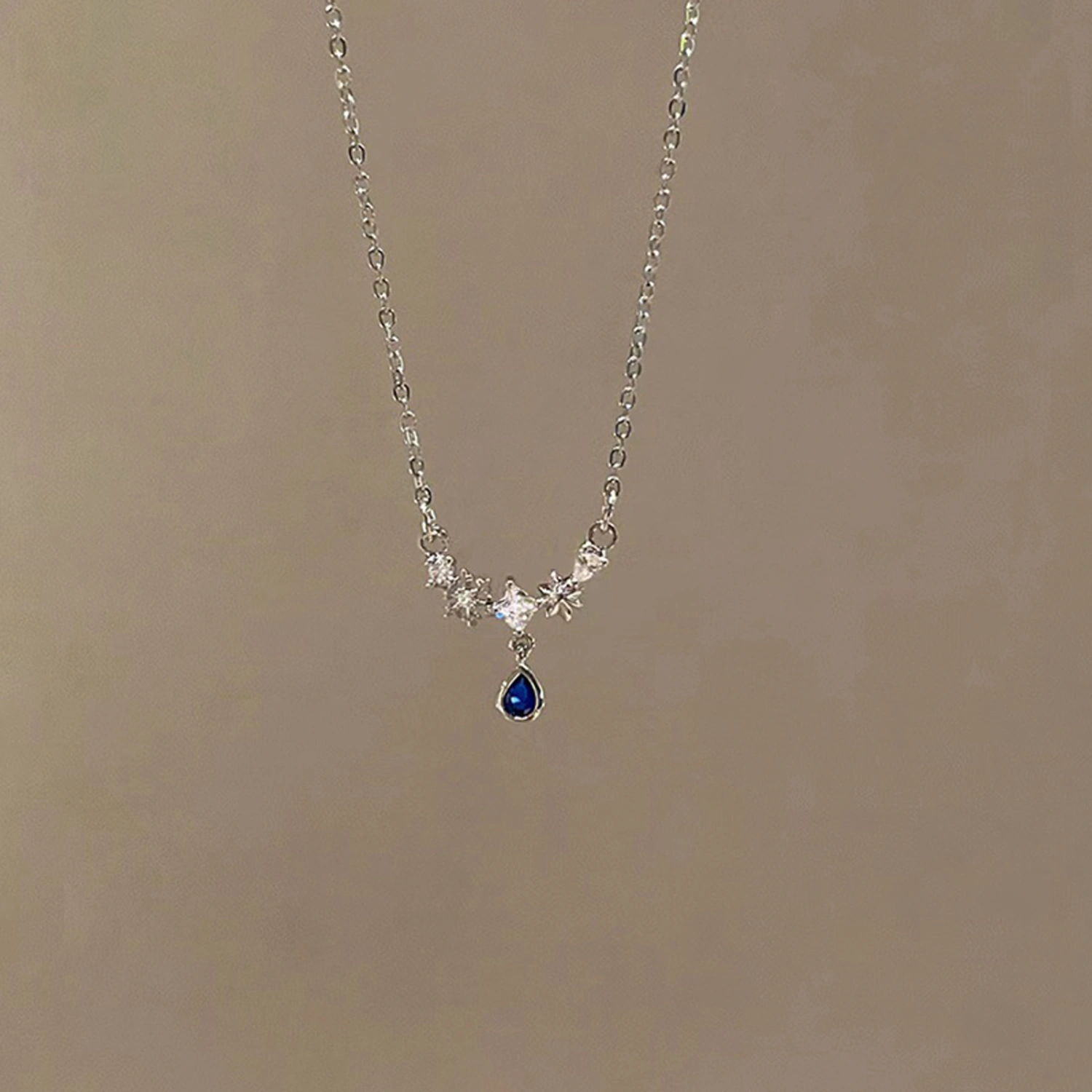 Women's Water Drop Necklace Adjustable Zircon Pendant Necklace