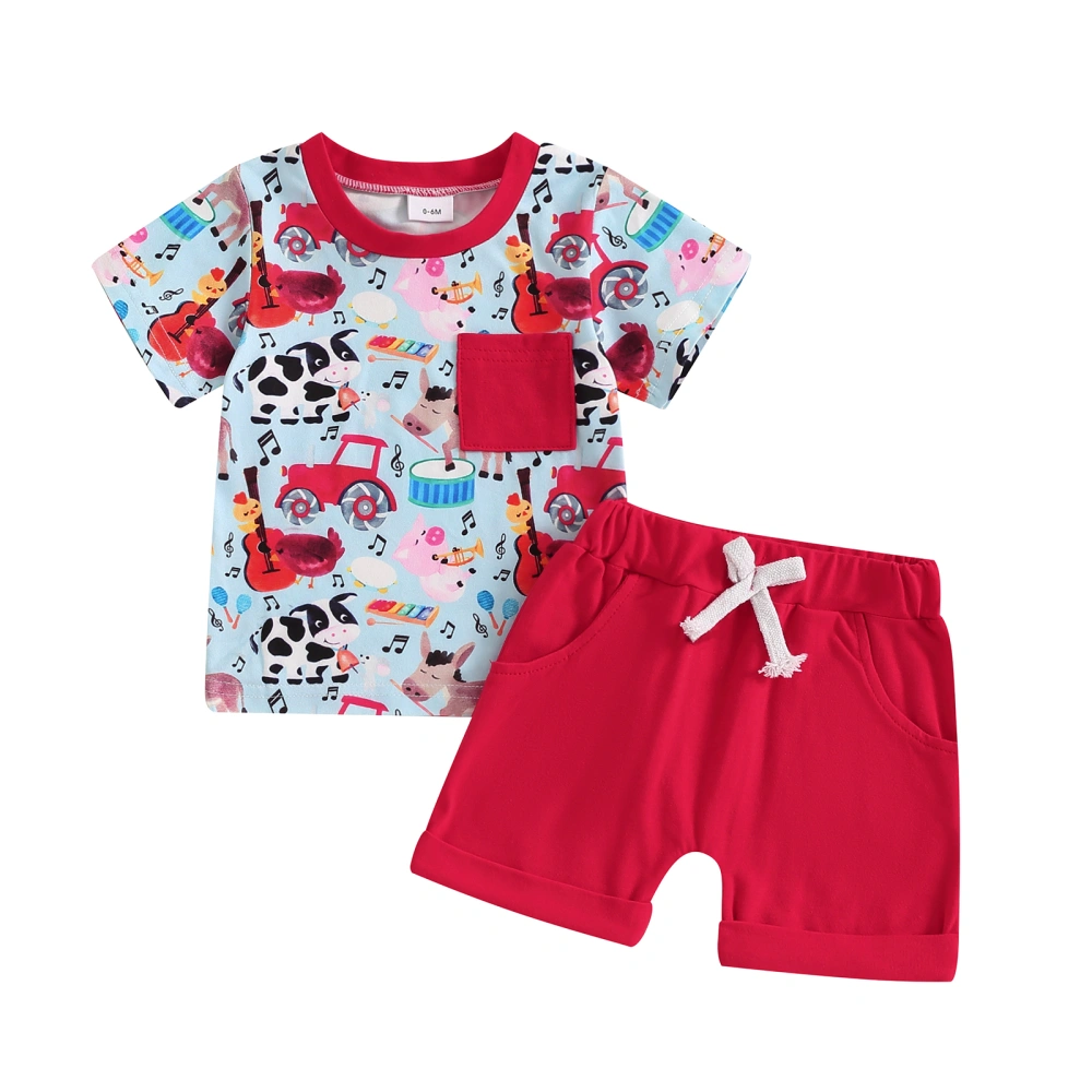 Baby Boy Girl Summer Outfit, Animal Print Short Sleeve Tops Shorts 