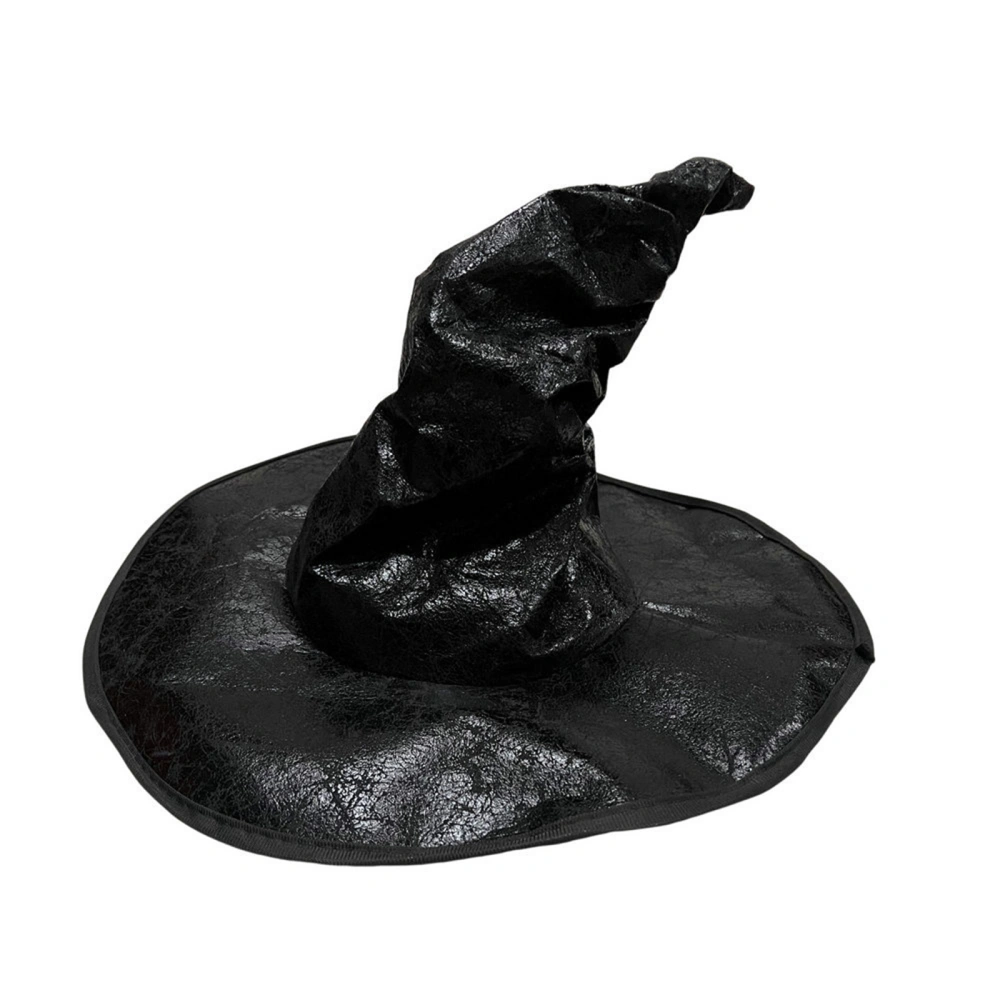 Halloween Witch Hats Men Women Black Velvet Wide Brim Pointed Cap