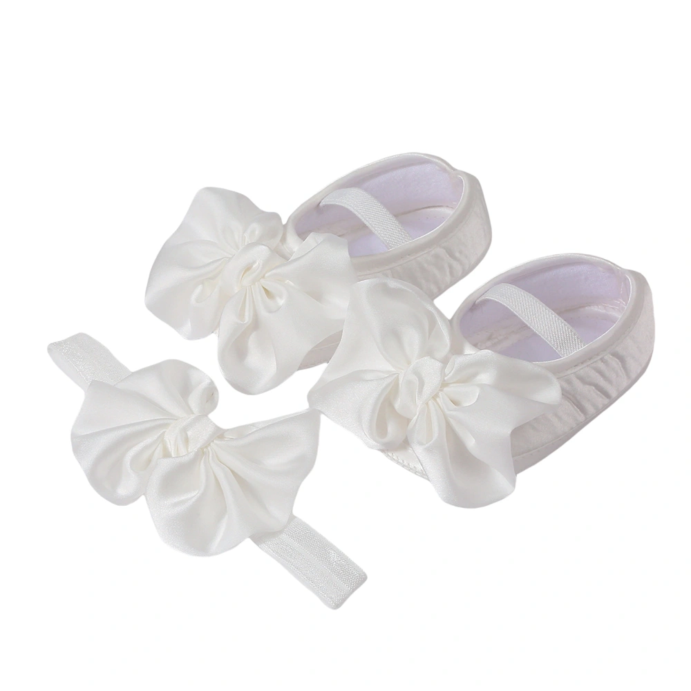 Baby Girl Mary Jane Flats Non-Slip Walking Shoes with Bow Headband