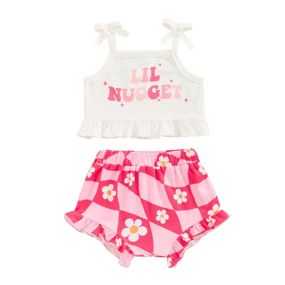 Baby Girls Shorts Set Rainbow Print Camisole with Elastic Waist Shorts