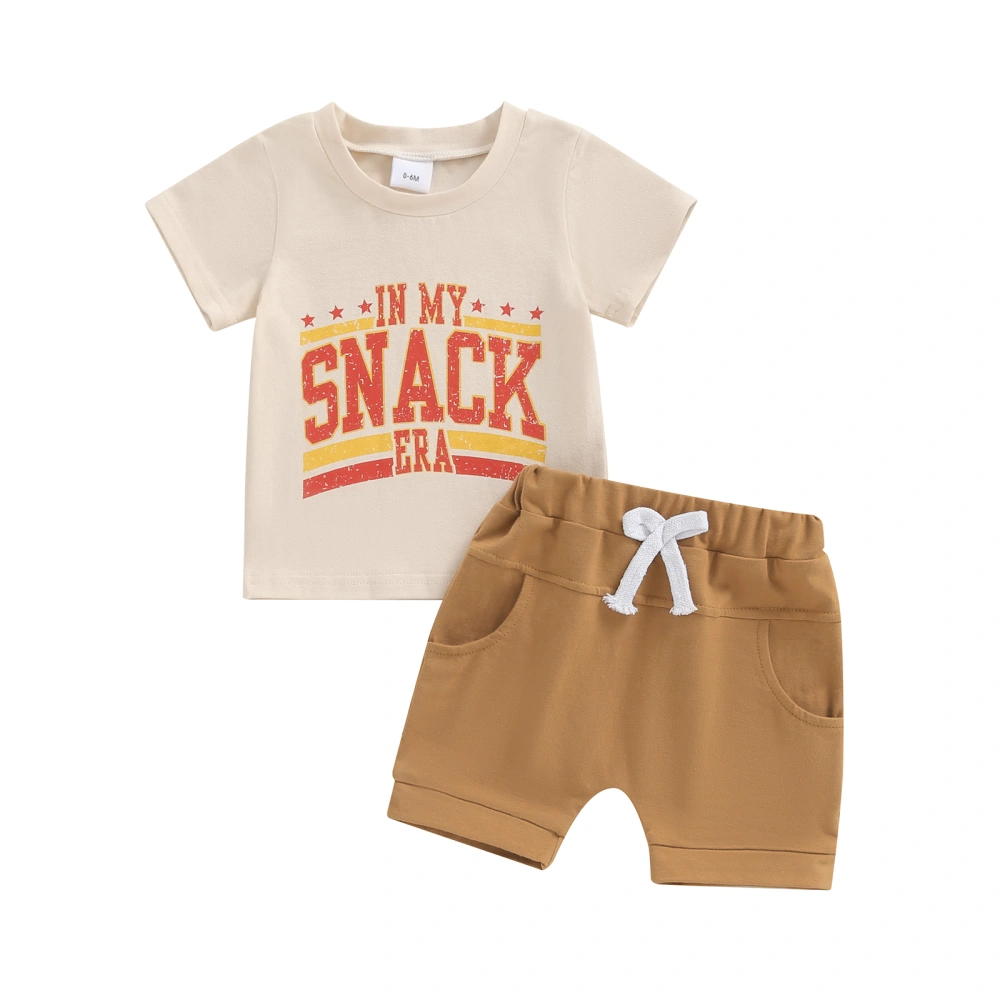 Baby Boys Shorts Set, Short Sleeve Letters Print T-shirt with Shorts