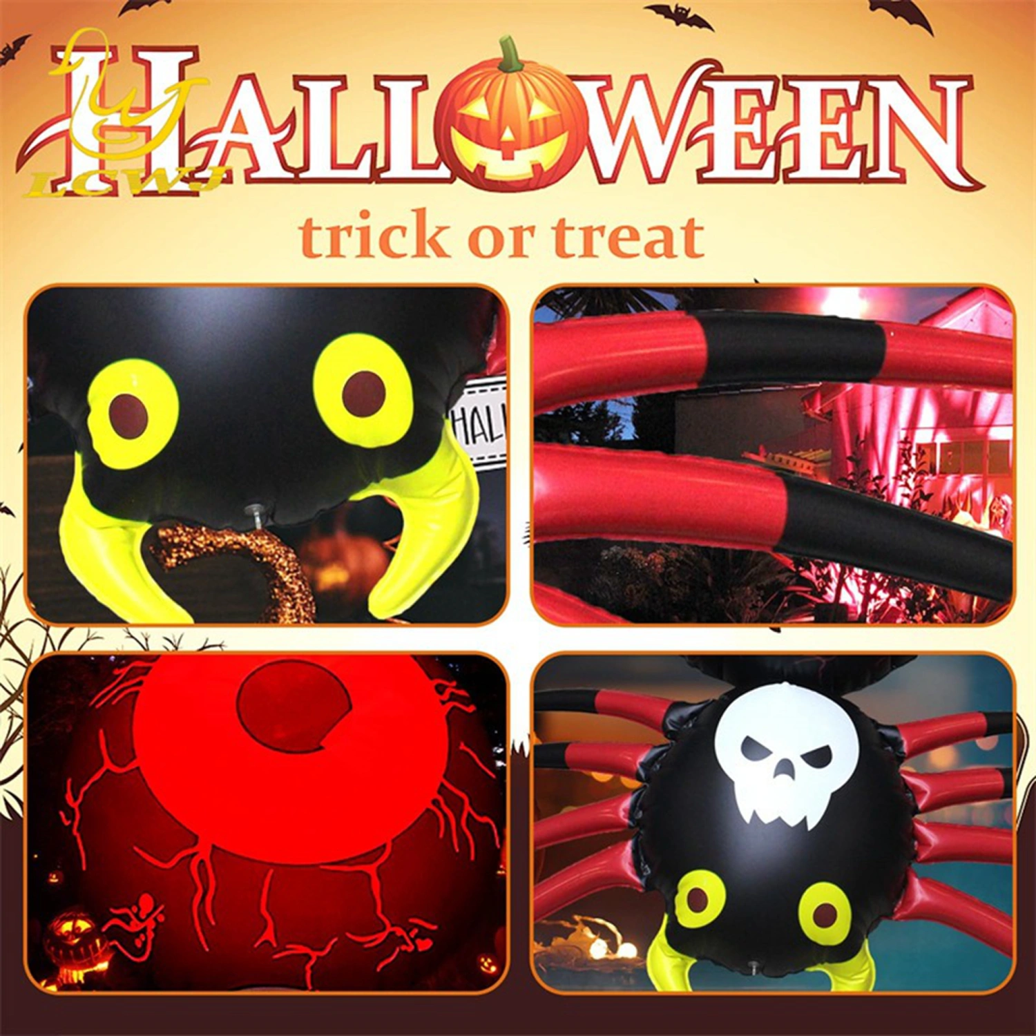 Halloween Inflatable Spider Light Up Giant Spider Halloween Decor