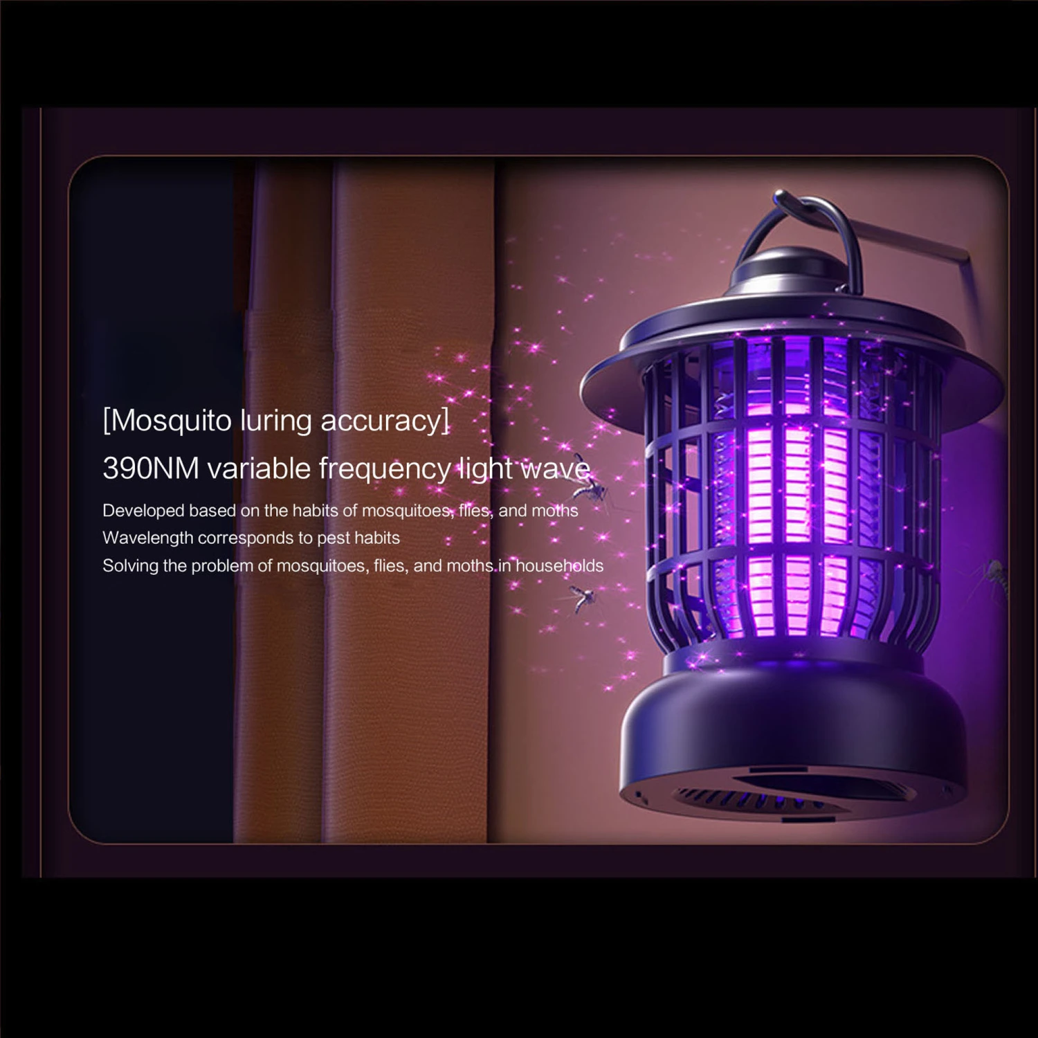 Electric Mosquito Zapper Lantern Silent Fly Killer with Night Light