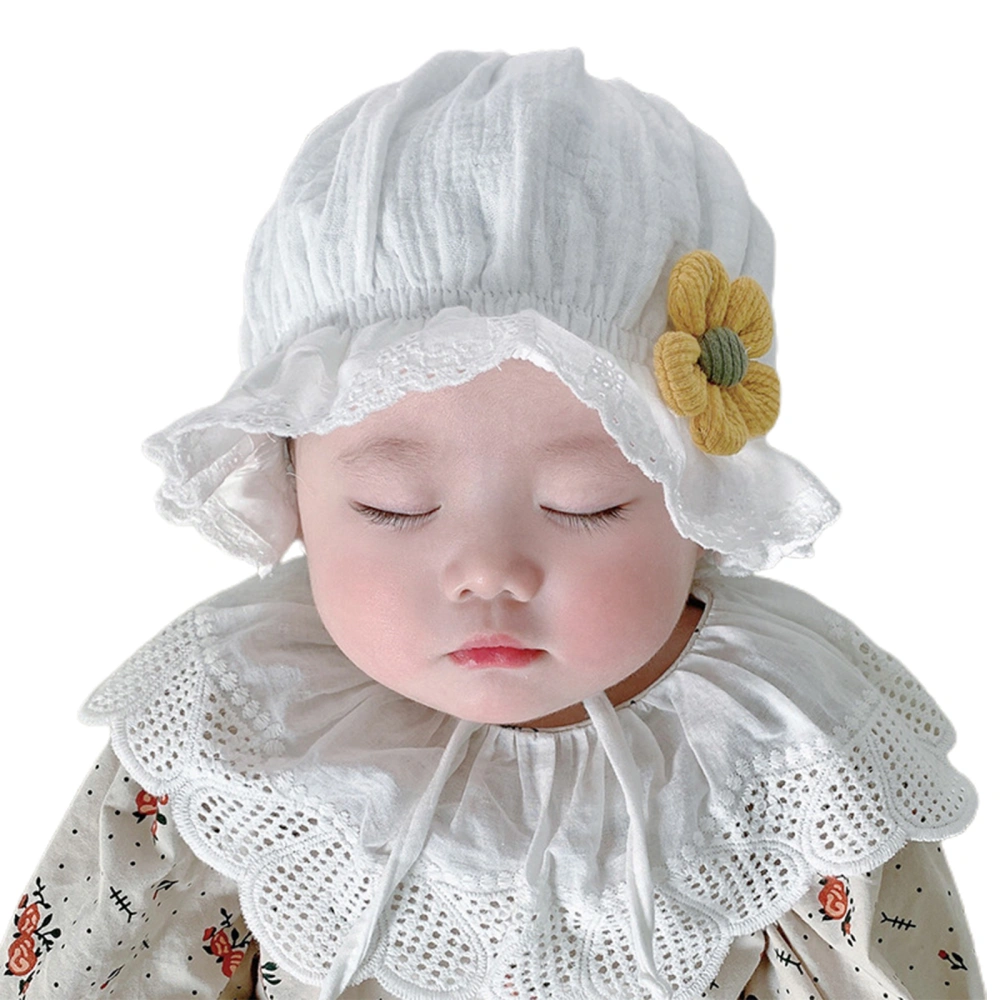 Baby Girl Sun Hat, Flower Patchwork Wide Brim Hat Tie-up Summer Hat