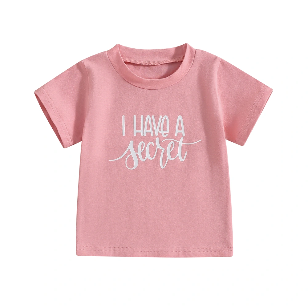 Kids Girl Short Sleeve Tops Casual Letter Print Round Neck T-Shirt