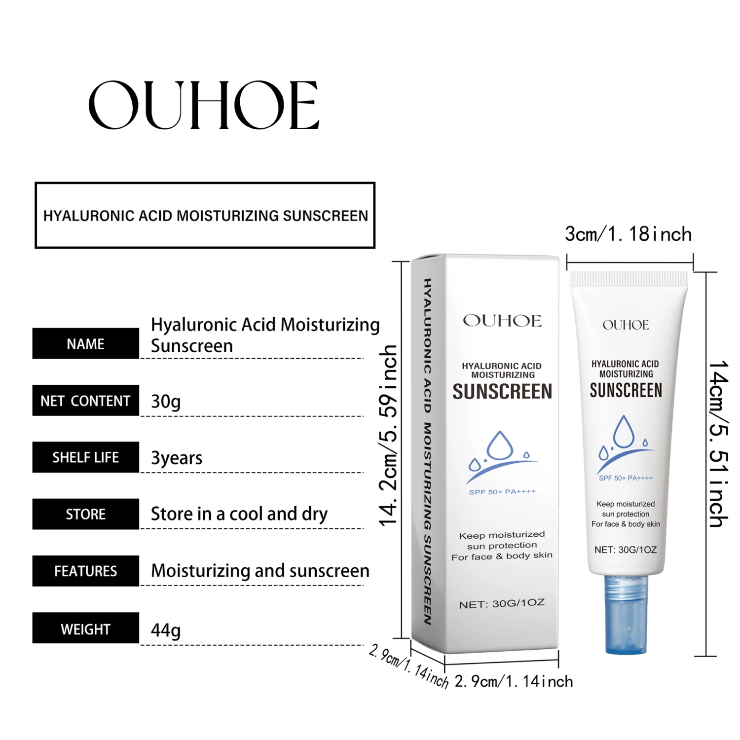Sunscreen Moisturizing Lotion Non-Sticky Hydrating Sunscreen for Face