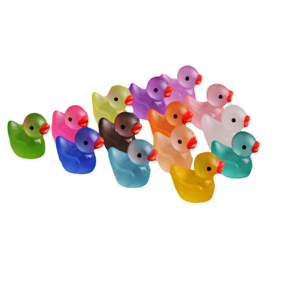 200Pcs Luminous Mini Resin Ducks Glow in the Dark Ducks Tiny Figures 