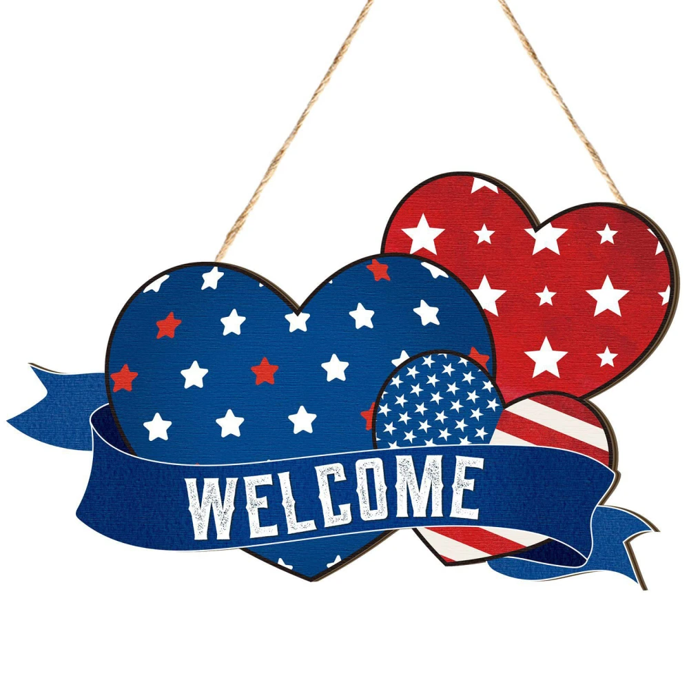 4th of July Door Sign Independence Day Welcome Sign Hanging Decor 