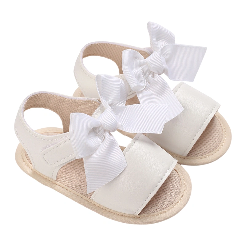 Baby Girls Sandals Bow First Walking Non-Slip Summer PU Shoes