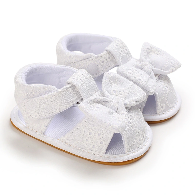 Baby Girl Summer Sandals Anti-slip Flower Embroidery Closed-Toe Shoes