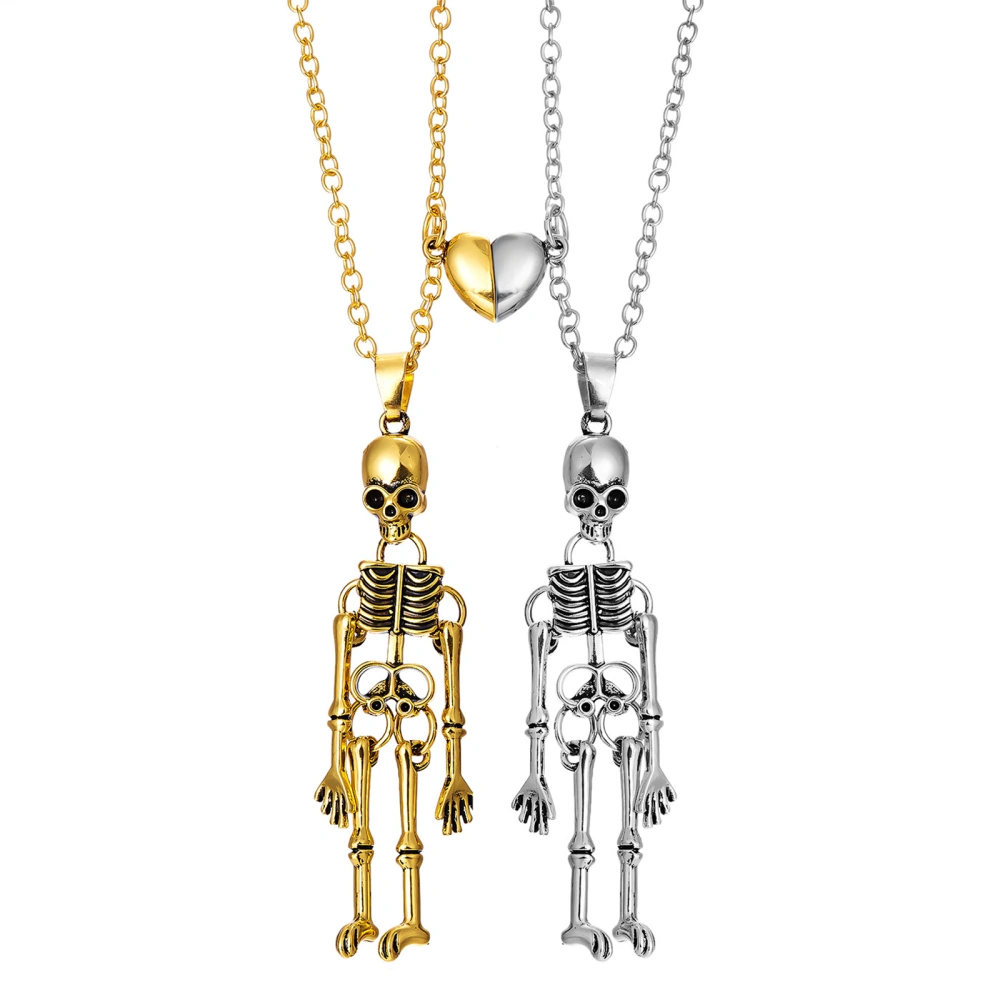 Skull Matching Necklace for Men Women Vintage Gothic Skeleton Pendant