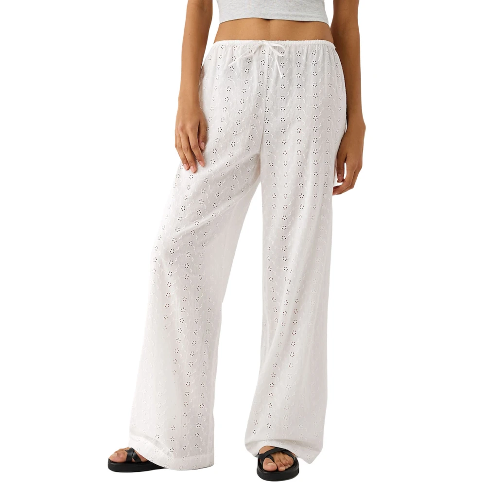 Women Wide Leg Pants, Low Waist Flower Hollowed Loose Casual Trousers