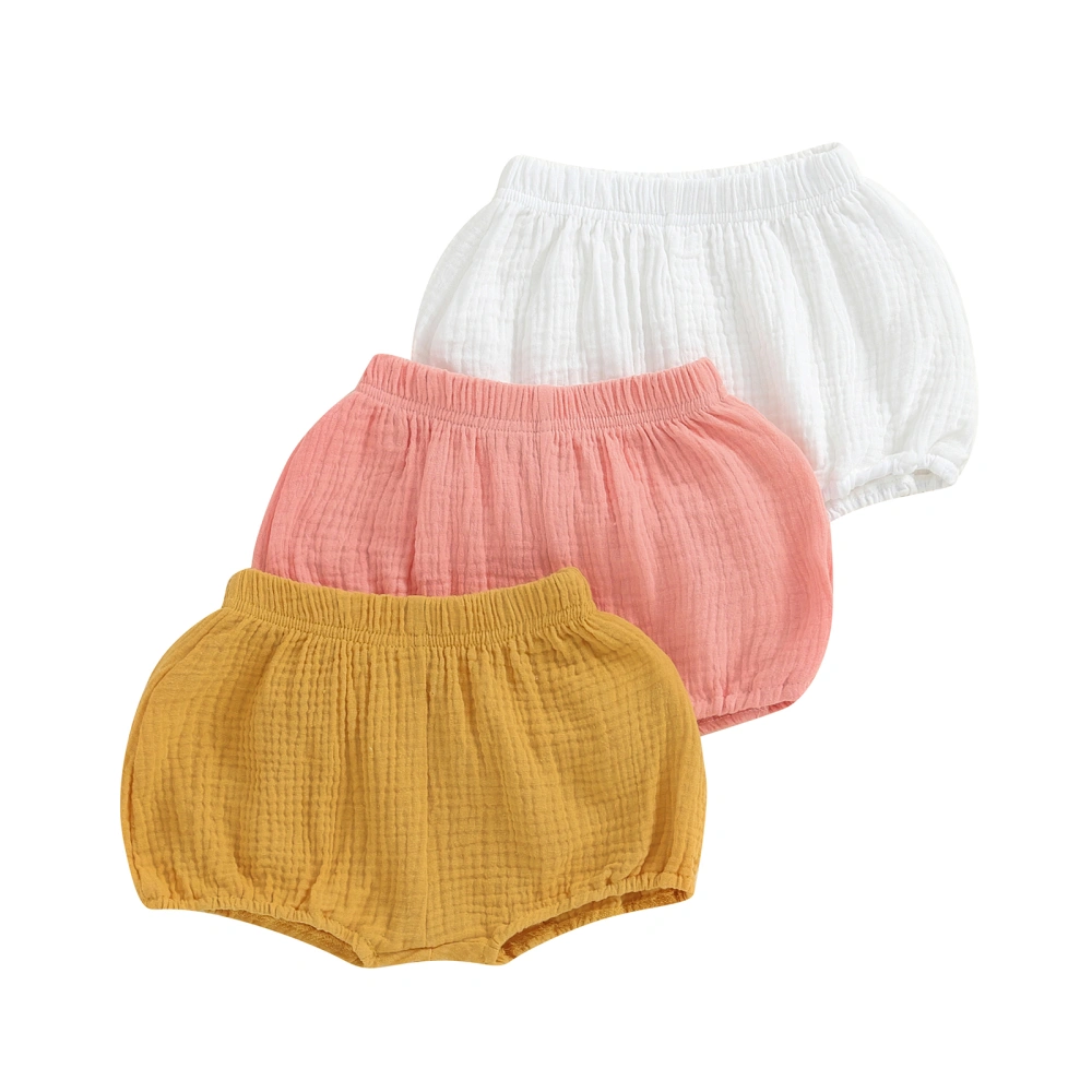 Toddler Summer Shorts 3 Pack Solid Color Casual Elastic Short Pants 