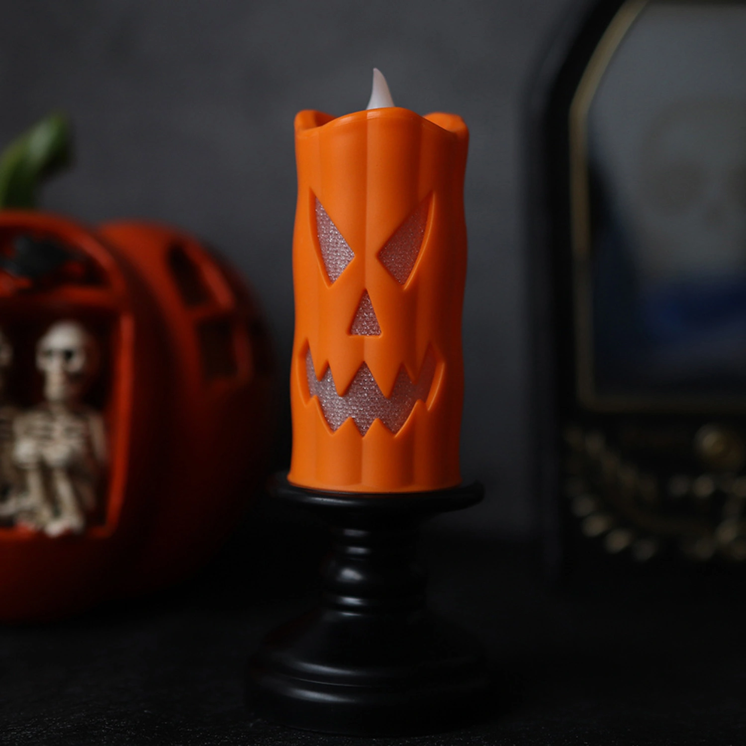 Halloween LED Candle Lamp Scary Pumpkin Candle Light Decoration